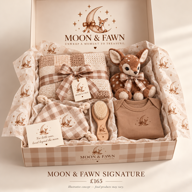Moon & Fawn Signature gift box — illustrative concept; final products and packaging may vary